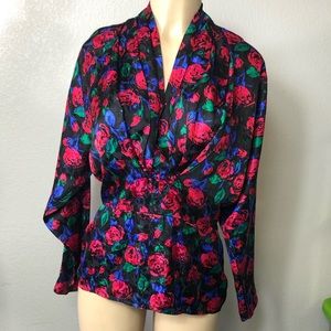 Vintage St. Gillian Floral Silk Blouse